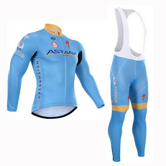 2015 Maillot Astana Tirantes Mangas Largas azul